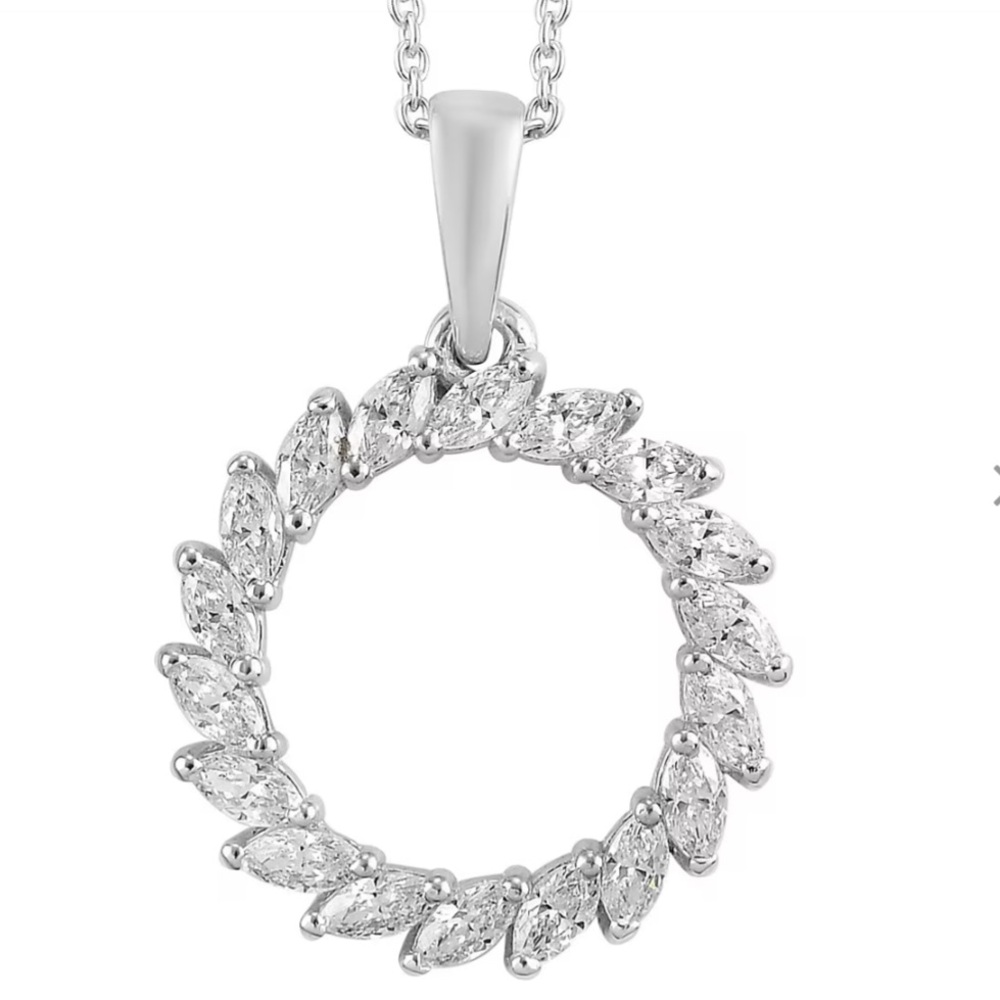 SWAROVSKI ZIRCONIA Wreath Pendant Necklace Platinum Over Sterling Silver